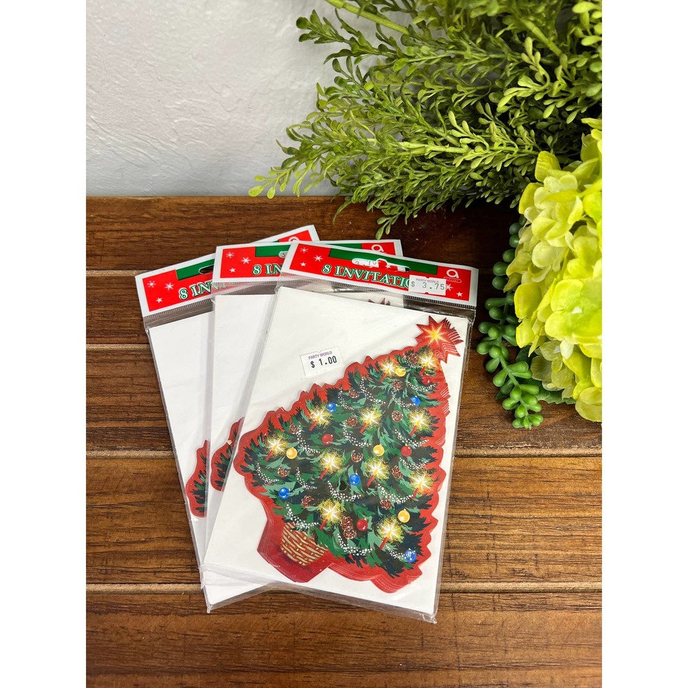 Vintage Christmas Tree Invitations - Set of 24 Invitations